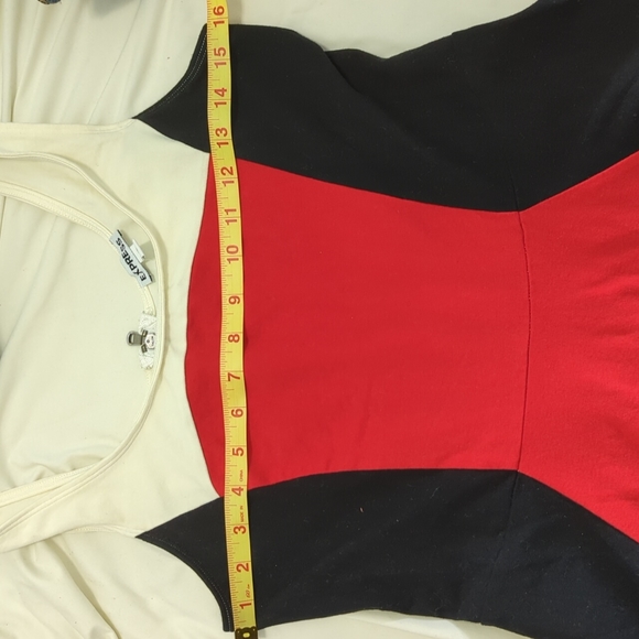 Express cream red and black peplum top medium - Picture 5 of 5